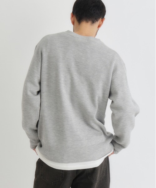 BACK NUMBER（バックナンバー）の「BACK NUMBER(バックナンバー)【メンズ】アクリルロゴクルーネックセーター（ニット/セーター・メンズ・ブラック/ネイビー/ライトグレー・M/XL/L）」の14枚目の写真