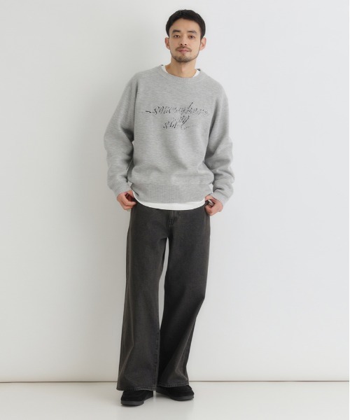 BACK NUMBER（バックナンバー）の「BACK NUMBER(バックナンバー)【メンズ】アクリルロゴクルーネックセーター（ニット/セーター・メンズ・ブラック/ネイビー/ライトグレー・M/XL/L）」の15枚目の写真