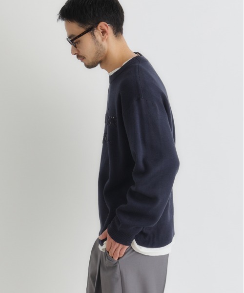 BACK NUMBER（バックナンバー）の「BACK NUMBER(バックナンバー)【メンズ】アクリルロゴクルーネックセーター（ニット/セーター・メンズ・ブラック/ネイビー/ライトグレー・M/XL/L）」の17枚目の写真