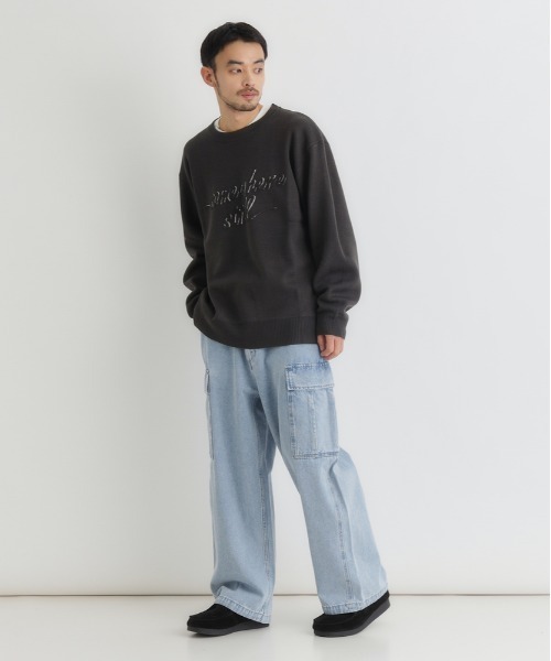 BACK NUMBER（バックナンバー）の「BACK NUMBER(バックナンバー)【メンズ】アクリルロゴクルーネックセーター（ニット/セーター・メンズ・ブラック/ネイビー/ライトグレー・M/XL/L）」の11枚目の写真