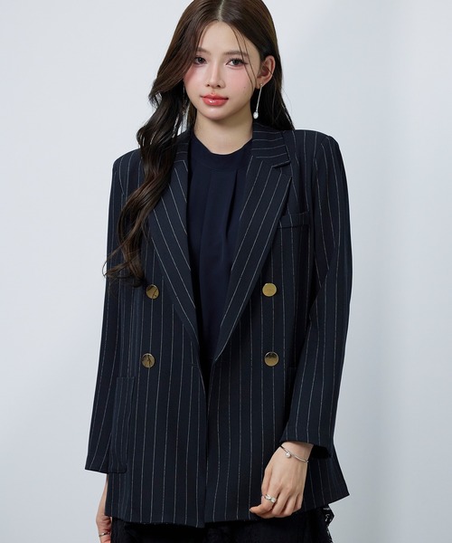 極美品　グッチ　テーラードジャケット　ストライプ　金ボタン　シルク GUCCI（グッチ） 極美品□GUCCI 20AW 618666 シルク混 GGジャガード