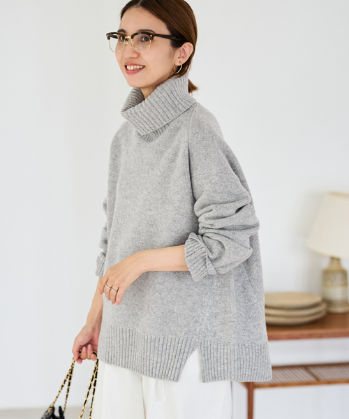 FRAMeWORK（フレームワーク）の「≪一部カラーWEB限定 / 追加≫AQUA タートルプルオーバー 3（ニット/セーター・レディース・ネイビー/ライトグレー/サックスブルー/ブラウン系その他/ブラック・FREE）」の2枚目の写真