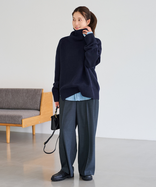 FRAMeWORK（フレームワーク）の「≪一部カラーWEB限定 / 追加≫AQUA タートルプルオーバー 3（ニット/セーター・レディース・ネイビー/ライトグレー/サックスブルー/ブラウン系その他/ブラック・FREE）」の12枚目の写真