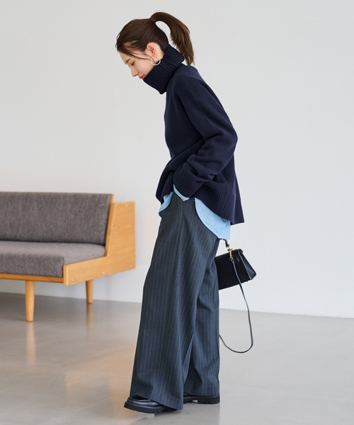 FRAMeWORK（フレームワーク）の「≪一部カラーWEB限定 / 追加≫AQUA タートルプルオーバー 3（ニット/セーター・レディース・ネイビー/ライトグレー/サックスブルー/ブラウン系その他/ブラック・FREE）」の13枚目の写真