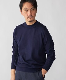 SHIPS:〈手洗い可能〉HANDFRAME 16ゲージ コットン/ウール モックネック ニット