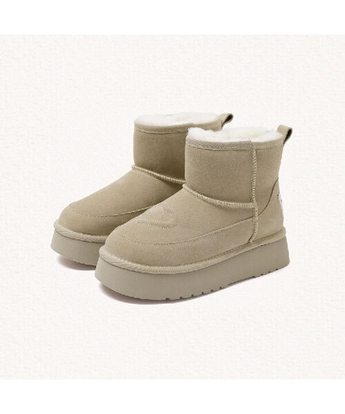 MAC MOC(マックモック)の「Ador アドル リアルレザー ムートンファー プラットフォーム 防寒ブーツ _ 5色 (5cm)(ブーツ・レディース・ベージュ/ブラウン/キャメル/グレー/ブラック・36/38/40)」の4枚目の写真