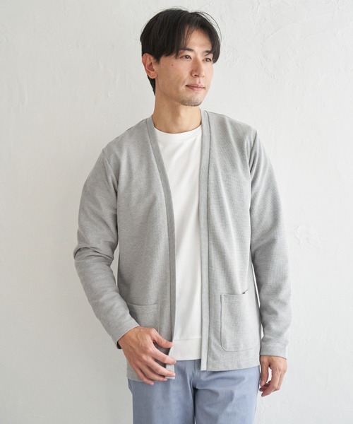 ikka(イッカ)の「ダブルフェイスDRY鹿の子カーディガン(カーディガン/ボレロ・メンズ・ブラック/ベージュ/ネイビー/グレー・M/L/XL/S)」の3枚目の写真