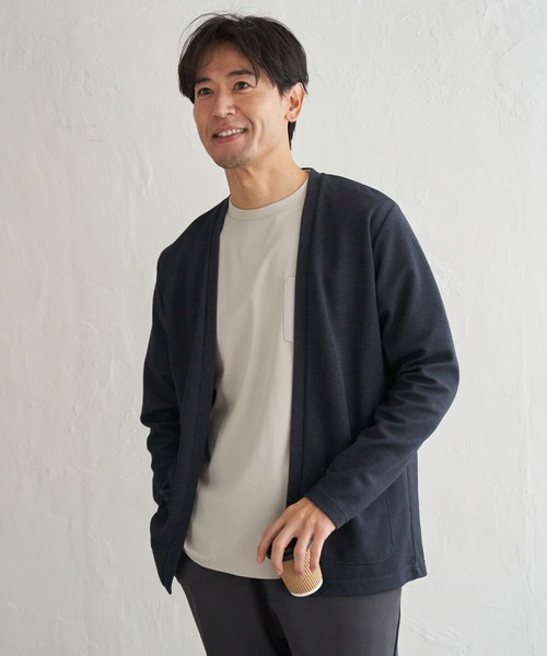 ikka(イッカ)の「ダブルフェイスDRY鹿の子カーディガン(カーディガン/ボレロ・メンズ・ブラック/ベージュ/ネイビー/グレー・M/L/XL/S)」の17枚目の写真