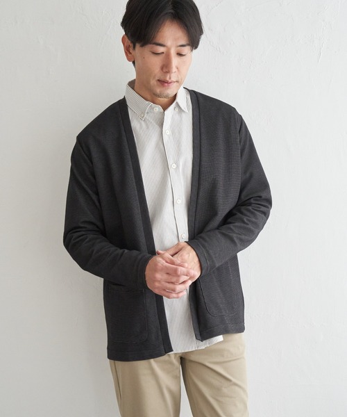 ikka(イッカ)の「ダブルフェイスDRY鹿の子カーディガン(カーディガン/ボレロ・メンズ・ブラック/ベージュ/ネイビー/グレー・M/L/XL/S)」の5枚目の写真