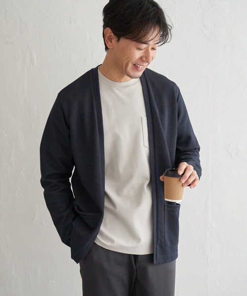 ikka(イッカ)の「ダブルフェイスDRY鹿の子カーディガン(カーディガン/ボレロ・メンズ・ブラック/ベージュ/ネイビー/グレー・M/L/XL/S)」の18枚目の写真