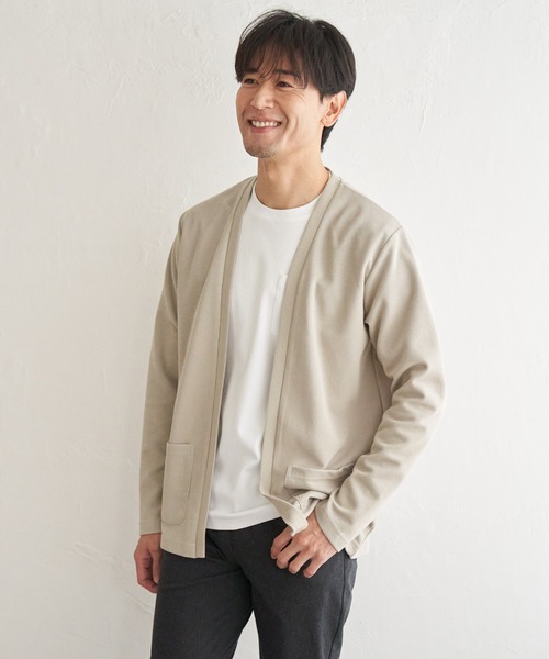ikka(イッカ)の「ダブルフェイスDRY鹿の子カーディガン(カーディガン/ボレロ・メンズ・ブラック/ベージュ/ネイビー/グレー・M/L/XL/S)」の13枚目の写真