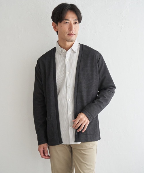 ikka(イッカ)の「ダブルフェイスDRY鹿の子カーディガン(カーディガン/ボレロ・メンズ・ブラック/ベージュ/ネイビー/グレー・M/L/XL/S)」の6枚目の写真
