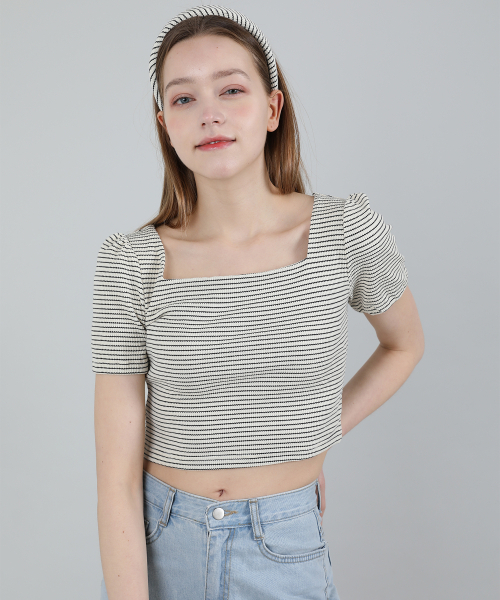 CATTLINE（カトリン）の「ストライプパフTシャツ（アイボリー）（Tシャツ/カットソー・レディース・その他・FREE）」の3枚目の写真