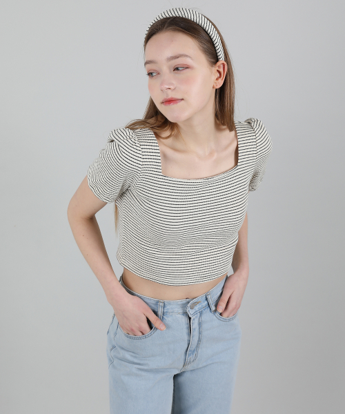 CATTLINE（カトリン）の「ストライプパフTシャツ（アイボリー）（Tシャツ/カットソー・レディース・その他・FREE）」の8枚目の写真