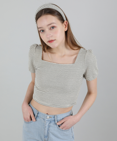 CATTLINE（カトリン）の「ストライプパフTシャツ（アイボリー）（Tシャツ/カットソー・レディース・その他・FREE）」の9枚目の写真
