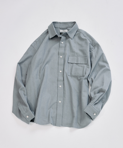 JOURNAL STANDARD relume（ジャーナルスタンダード　レリューム）の「JAMES FABRIC / ジェームスファブリック ソフト ツイルシャツ（シャツ/ブラウス・メンズ・ベージュ系その他/ライトグレー/ライトブルー・LARGE/MEDIUM）」の2枚目の写真