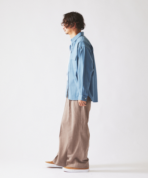 JOURNAL STANDARD relume（ジャーナルスタンダード　レリューム）の「JAMES FABRIC / ジェームスファブリック ソフト ツイルシャツ（シャツ/ブラウス・メンズ・ベージュ系その他/ライトグレー/ライトブルー・LARGE/MEDIUM）」の8枚目の写真