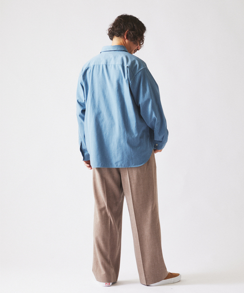 JOURNAL STANDARD relume（ジャーナルスタンダード　レリューム）の「JAMES FABRIC / ジェームスファブリック ソフト ツイルシャツ（シャツ/ブラウス・メンズ・ベージュ系その他/ライトグレー/ライトブルー・LARGE/MEDIUM）」の9枚目の写真