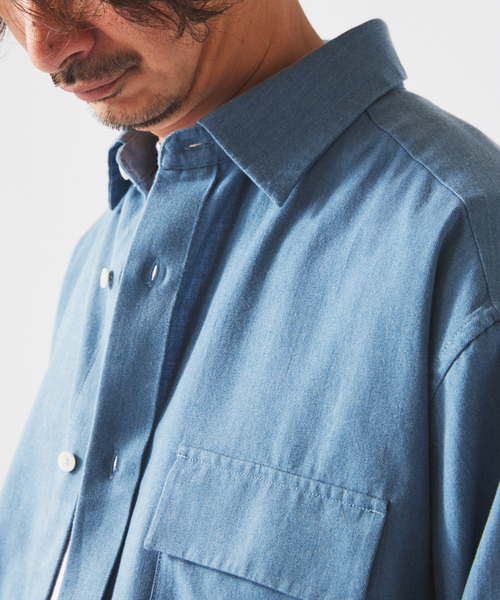 JOURNAL STANDARD relume（ジャーナルスタンダード　レリューム）の「JAMES FABRIC / ジェームスファブリック ソフト ツイルシャツ（シャツ/ブラウス・メンズ・ベージュ系その他/ライトグレー/ライトブルー・LARGE/MEDIUM）」の13枚目の写真