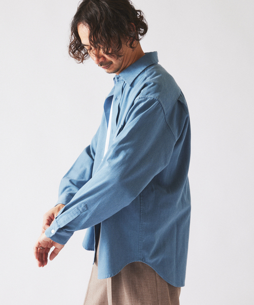 JOURNAL STANDARD relume（ジャーナルスタンダード　レリューム）の「JAMES FABRIC / ジェームスファブリック ソフト ツイルシャツ（シャツ/ブラウス・メンズ・ベージュ系その他/ライトグレー/ライトブルー・LARGE/MEDIUM）」の14枚目の写真