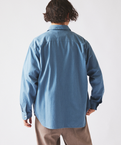 JOURNAL STANDARD relume（ジャーナルスタンダード　レリューム）の「JAMES FABRIC / ジェームスファブリック ソフト ツイルシャツ（シャツ/ブラウス・メンズ・ベージュ系その他/ライトグレー/ライトブルー・LARGE/MEDIUM）」の16枚目の写真