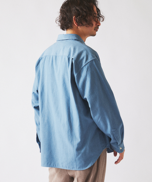 JOURNAL STANDARD relume（ジャーナルスタンダード　レリューム）の「JAMES FABRIC / ジェームスファブリック ソフト ツイルシャツ（シャツ/ブラウス・メンズ・ベージュ系その他/ライトグレー/ライトブルー・LARGE/MEDIUM）」の17枚目の写真