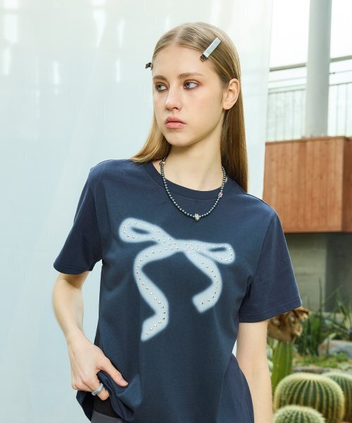 LARTIGENT(ラーティゼン)の「L9 RIBBON T-SHIRT(NAVY)(Tシャツ/カットソー・レディース・その他・FREE)」の1枚目の写真