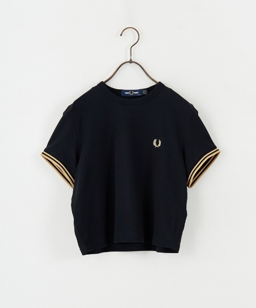 FRED PERRY/フレッドペリー] ワンポイントロゴ刺繍 クロップド丈T