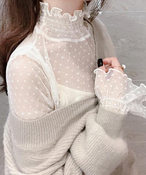 SallyLunn（サリーラン）の「シースルードットチュールトップス（その他トップス・レディース・アイボリー/ブラック/ホワイト・LARGE/MEDIUM）」の11枚目の写真