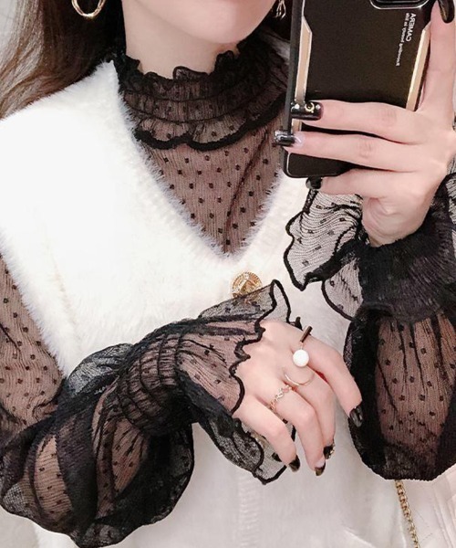 SallyLunn（サリーラン）の「シースルードットチュールトップス（その他トップス・レディース・アイボリー/ブラック/ホワイト・LARGE/MEDIUM）」の12枚目の写真