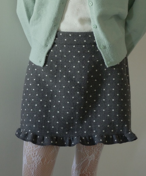 Birthday room(バースデイルーム)の「ドットフリルミニスカート/dot frill mini skirt(スカート・レディース・グレー/ブラック・FREE)」の9枚目の写真
