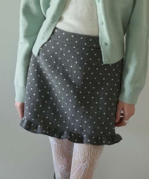 Birthday room(バースデイルーム)の「ドットフリルミニスカート/dot frill mini skirt(スカート・レディース・グレー/ブラック・FREE)」の12枚目の写真