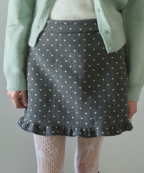 Birthday room(バースデイルーム)の「ドットフリルミニスカート/dot frill mini skirt(スカート・レディース・グレー/ブラック・FREE)」の14枚目の写真