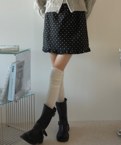 Birthday room(バースデイルーム)の「ドットフリルミニスカート/dot frill mini skirt(スカート・レディース・グレー/ブラック・FREE)」の3枚目の写真