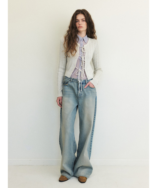 ETMON(エトモン)の「Cable Ribbon Knit Cardigan, Warm Grey(カーディガン/ボレロ・レディース・その他・FREE)」の2枚目の写真