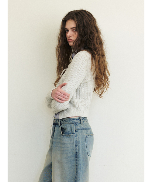 ETMON(エトモン)の「Cable Ribbon Knit Cardigan, Warm Grey(カーディガン/ボレロ・レディース・その他・FREE)」の3枚目の写真
