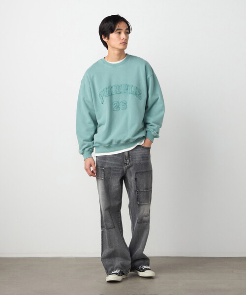 Purple&Yellow（パープルアンドイエロー）の「リメイク風加工 デニムパンツ（デニムパンツ・メンズ・ケミカルウォッシュ/ブラック・LARGE/MEDIUM/SMALL/X-SMALL）」の21枚目の写真