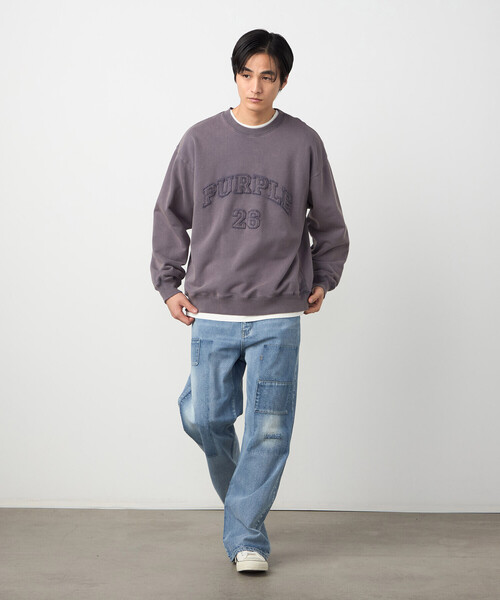 Purple&Yellow（パープルアンドイエロー）の「リメイク風加工 デニムパンツ（デニムパンツ・メンズ・ケミカルウォッシュ/ブラック・LARGE/MEDIUM/SMALL/X-SMALL）」の17枚目の写真