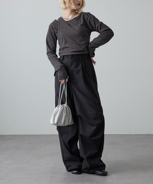 Lui's（ルイス）の「パラシュートスラックスパンツ（カーゴパンツ・レディース・ベージュ/ブラック/チャコールグレー・FREE）」の12枚目の写真