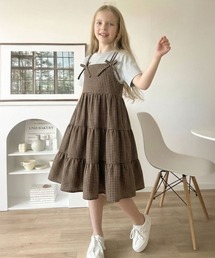 classicalelf（クラシカルエルフ）の「【キッズ】親子リンクコーデ可能◎サッカー素材リボンデザインキャミワンピ（ワンピース）」