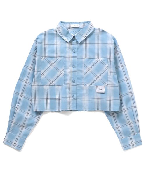 algy(アルジー)の「クロップドチェックシャツ(シャツ/ブラウス・キッズ・オフホワイト/ピンク/サックスブルー・160/150/140/130)」の2枚目の写真