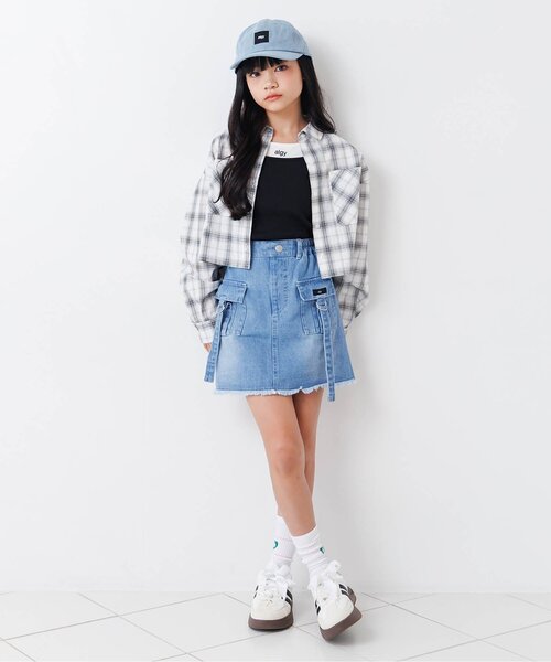 algy(アルジー)の「クロップドチェックシャツ(シャツ/ブラウス・キッズ・オフホワイト/ピンク/サックスブルー・160/150/140/130)」の14枚目の写真