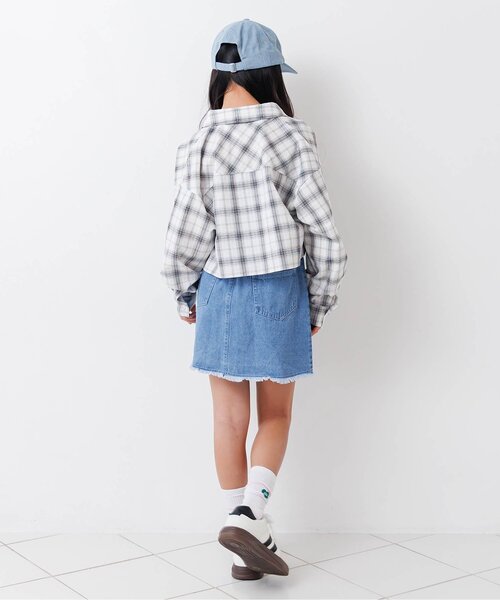 algy(アルジー)の「クロップドチェックシャツ(シャツ/ブラウス・キッズ・オフホワイト/ピンク/サックスブルー・160/150/140/130)」の7枚目の写真