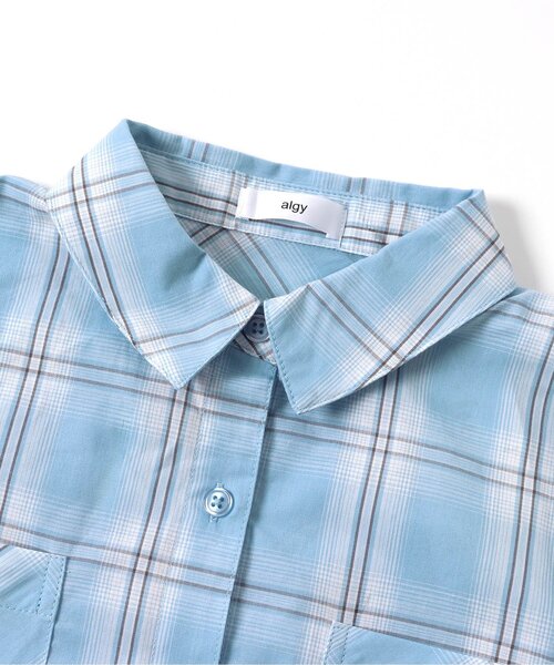 algy(アルジー)の「クロップドチェックシャツ(シャツ/ブラウス・キッズ・オフホワイト/ピンク/サックスブルー・160/150/140/130)」の13枚目の写真