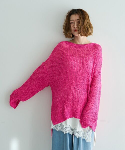 Editt by YECCA VECCA(エディットバイイェッカヴェッカ)の「ルーズニットプルオーバー(ニット/セーター・レディース・ピンク/その他7/アイボリー・FREE)」の5枚目の写真