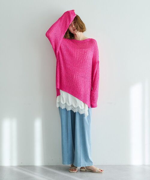 Editt by YECCA VECCA(エディットバイイェッカヴェッカ)の「ルーズニットプルオーバー(ニット/セーター・レディース・ピンク/その他7/アイボリー・FREE)」の10枚目の写真