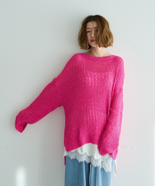 Editt by YECCA VECCA（エディットバイイェッカヴェッカ）の「ルーズニットプルオーバー（ニット/セーター・レディース・ピンク/その他7/アイボリー・FREE）」の17枚目の写真