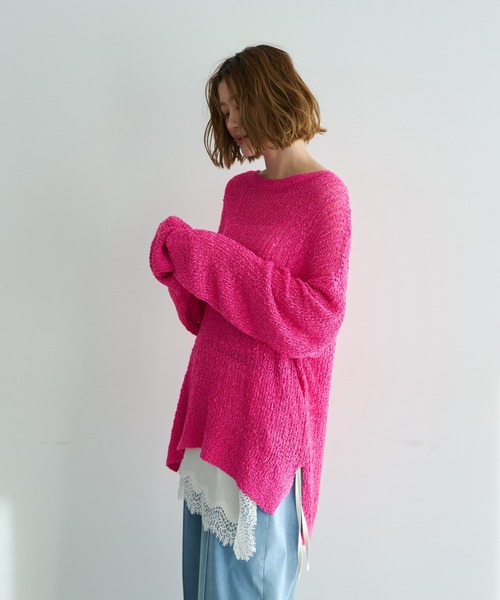 Editt by YECCA VECCA（エディットバイイェッカヴェッカ）の「ルーズニットプルオーバー（ニット/セーター・レディース・ピンク/その他7/アイボリー・FREE）」の19枚目の写真