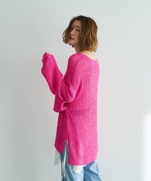 Editt by YECCA VECCA（エディットバイイェッカヴェッカ）の「ルーズニットプルオーバー（ニット/セーター・レディース・ピンク/その他7/アイボリー・FREE）」の20枚目の写真