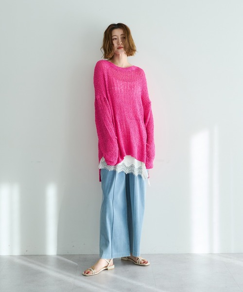 Editt by YECCA VECCA（エディットバイイェッカヴェッカ）の「ルーズニットプルオーバー（ニット/セーター・レディース・ピンク/その他7/アイボリー・FREE）」の22枚目の写真